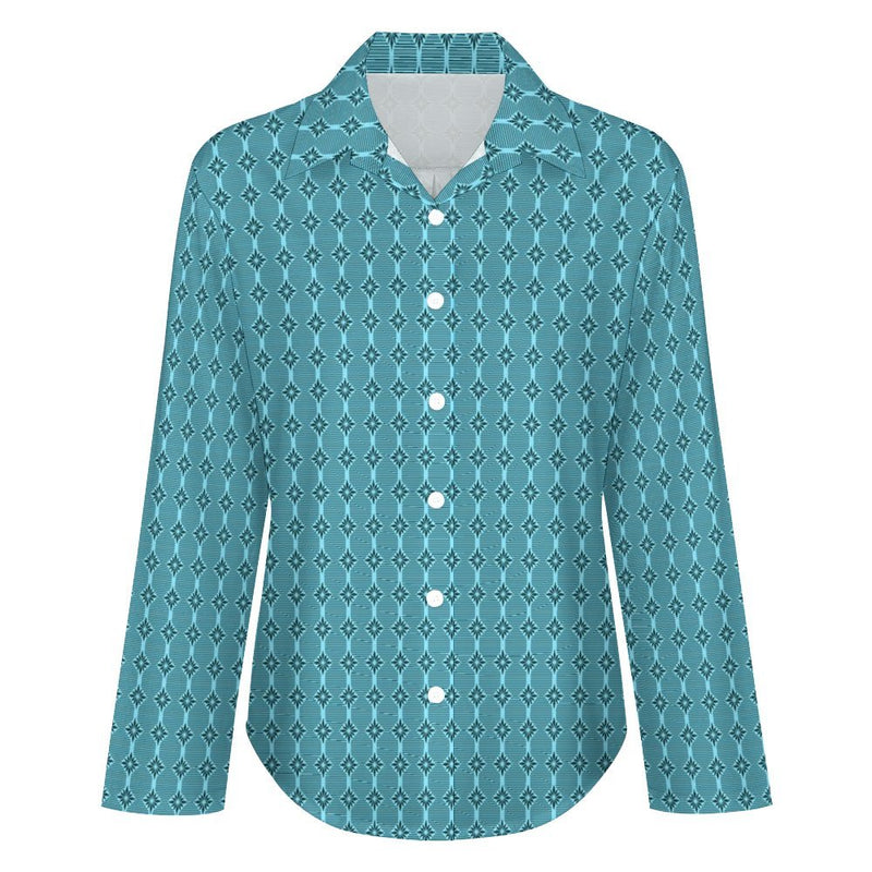 Long Sleeve Blouse (B648) Cropped hem shirt