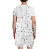 white music print Unisex Shorts Suspender Jumpsuit (Model L78)