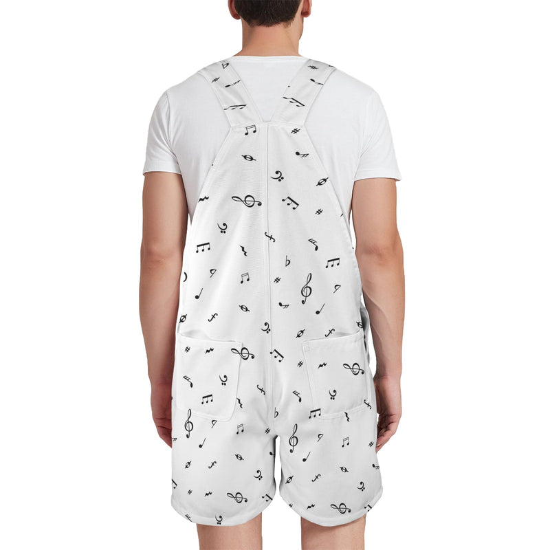 white music print Unisex Shorts Suspender Jumpsuit (Model L78)