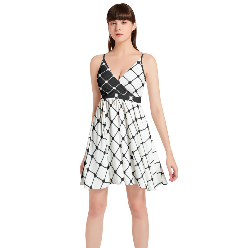 Spaghetti Strap Sleeveless Falred Hem Short Dress