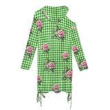 Long sleeved off shoulder skirt Off-Shoulder Hooded Dress