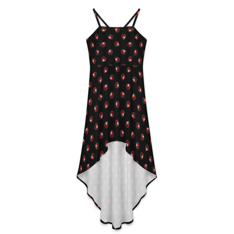 Women&#039;s High-Low Spaghetti Strap Dress Tailcoat skirt