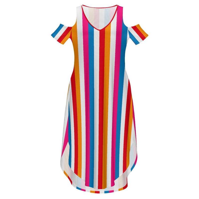 Cold Shoulder Long Split Dress with Pocket Dress