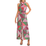 Halter Neck Buckle Belted Jumpsuit