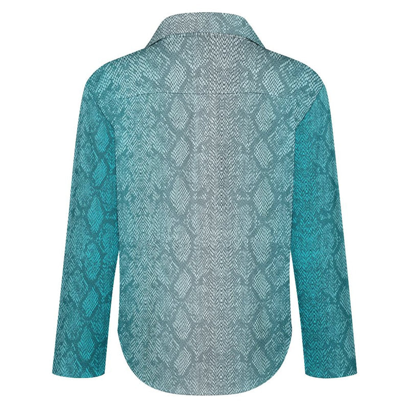 Long Sleeve Blouse (B648) Cropped hem shirt