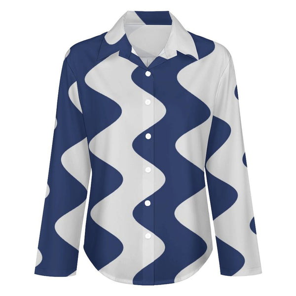 Long Sleeve Blouse (B648) Cropped hem shirt