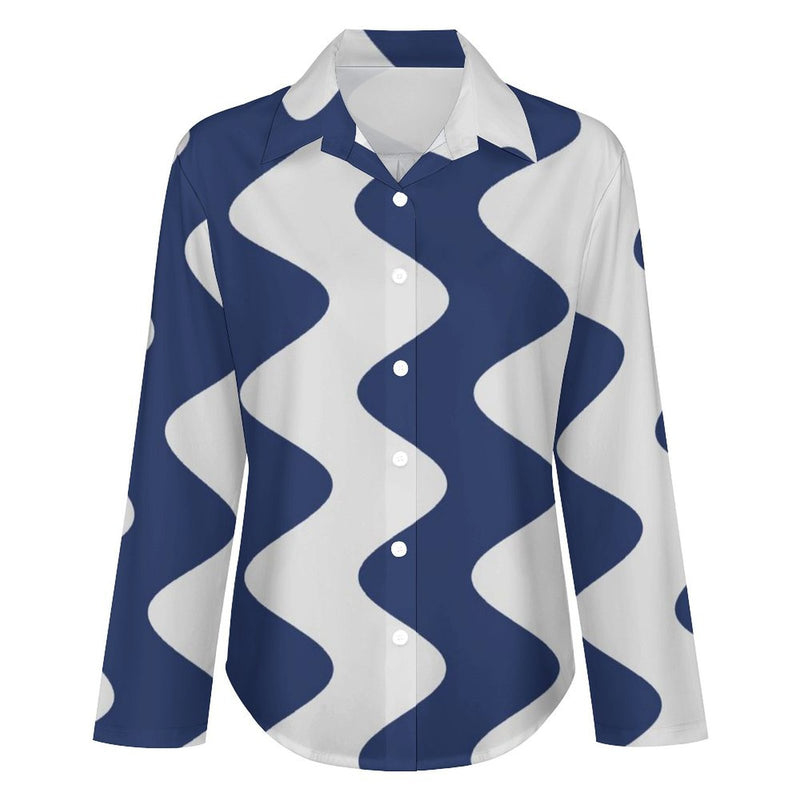 Long Sleeve Blouse (B648) Cropped hem shirt