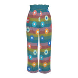 striped print 2B Strappy Elastic Waist Wide Leg Pants with Pockets