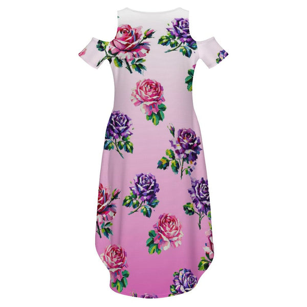 Cold Shoulder Long Split Dress with Pocket Dress