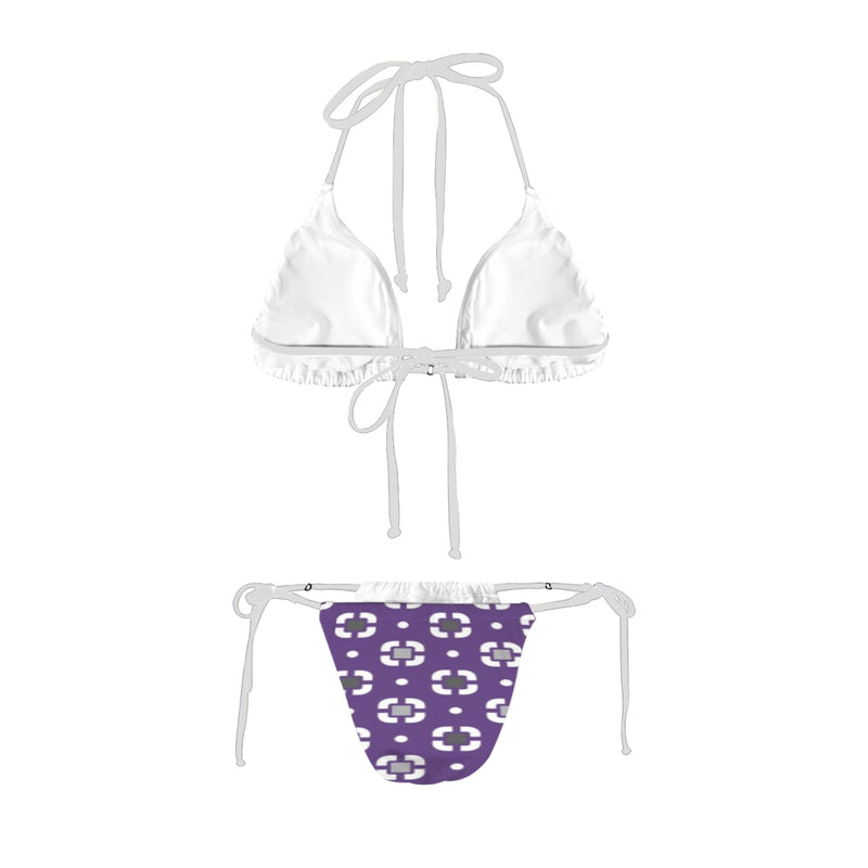 purple matrix print 2 Women's Halter String Bikini Set