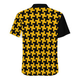 Houndstooth Men's Lapel Collar Folds Design Shirt