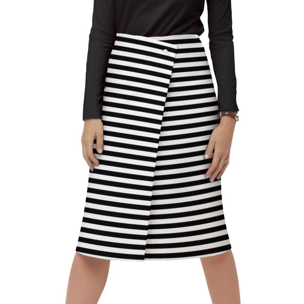 En Noir Et Blanc Womens Button Wrap Skirt