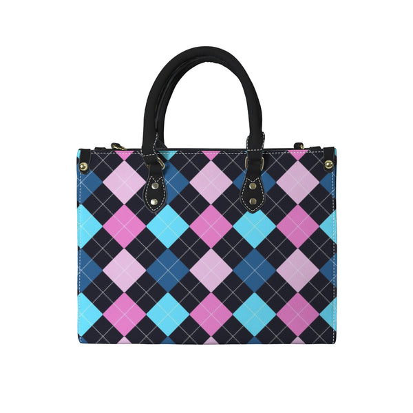 argyle print 1 PU Leather Handbag-Medium (Model 1747)