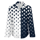 Falling Diamond Long Sleeve Cropped Hem Blouse