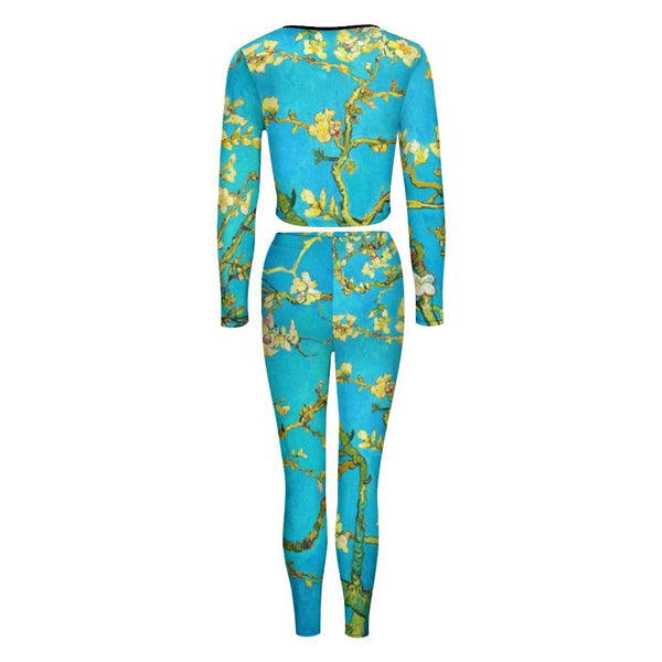 Women&#039;s V-neck Long Sleeve Yoga Set V neck sweatshirt set