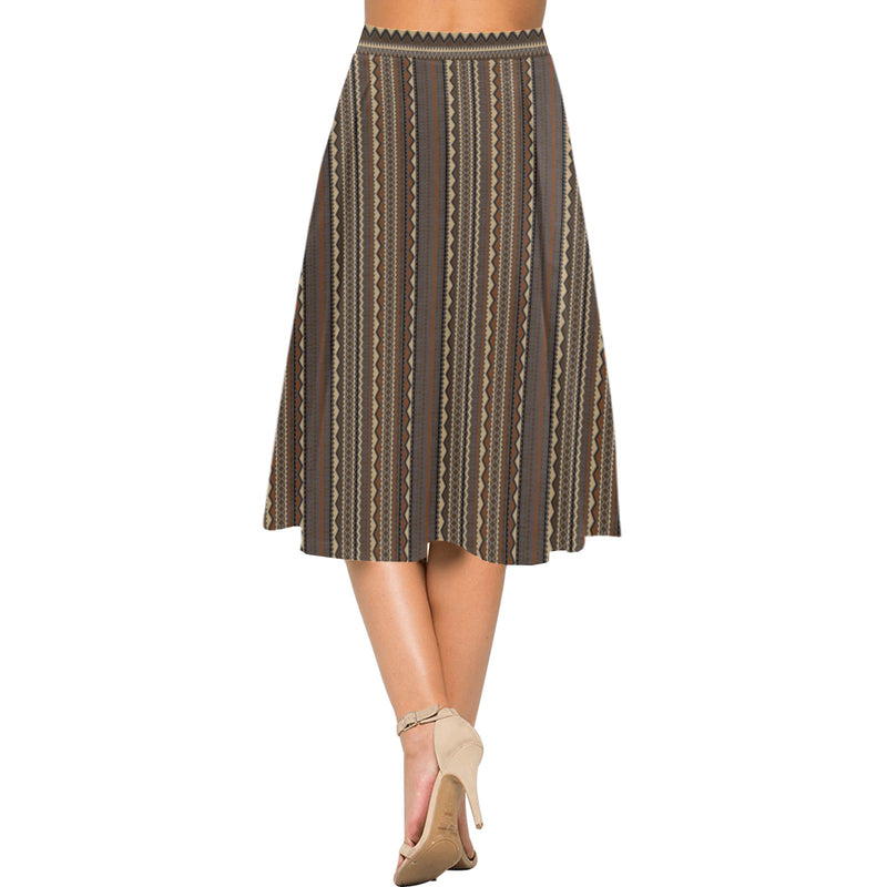 tribal print 2A Mnemosyne Women's Crepe Skirt (Model D16)