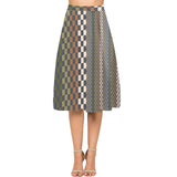 woodland checkered print Mnemosyne Women's Crepe Skirt (Model D16)