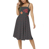 Sleeveless Square Neck Flare Hem Midi Dress
