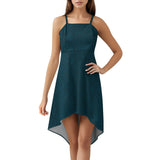 Women&#039;s High-Low Spaghetti Strap Dress Tailcoat skirt