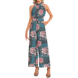 Halter Neck Buckle Belted Jumpsuit