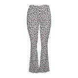 snow leopard pink accented print 2A High Waist Crossover Tummy Control Flare Leggings