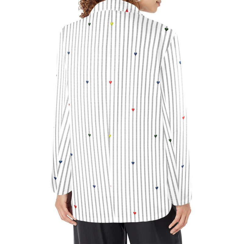 heart accent stripe accent print Women's All Over Print Blazer (Model H64)