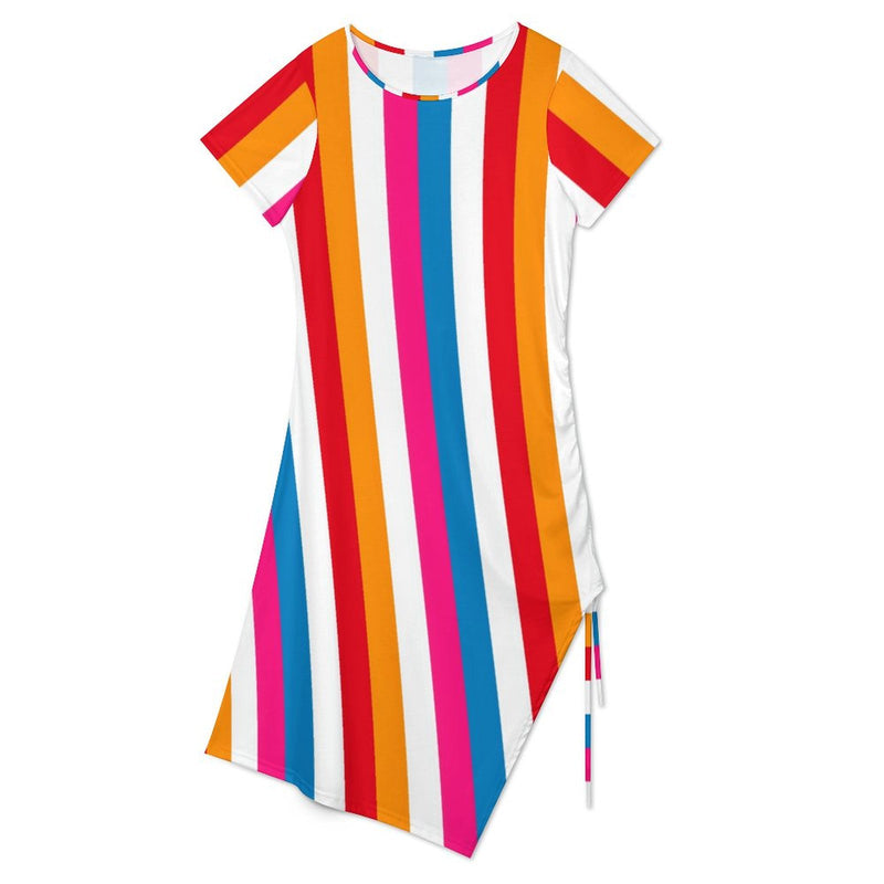 Drawstring Slit Hem Dress Split Dress