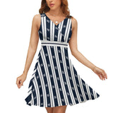 Striped Dragon V-Neck Sleeveless Dress
