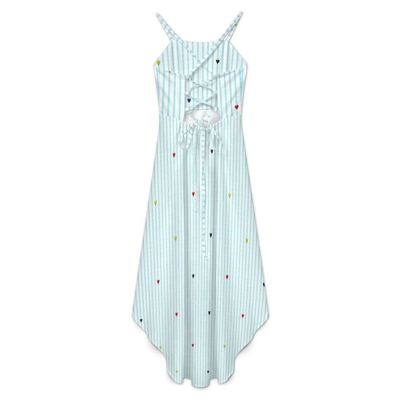 Women&#039;s High-Low Spaghetti Strap Dress Tailcoat skirt