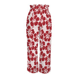 maroon solid print 2 Strappy Elastic Waist Wide Leg Pants with Pockets