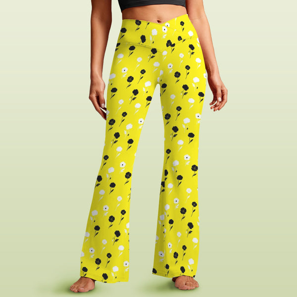 lemon poppy High Waist Crossover Tummy Control Flare Leggings