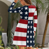 Long Sleeves Round-Neck Dress with Pockets Round neck baggy dress