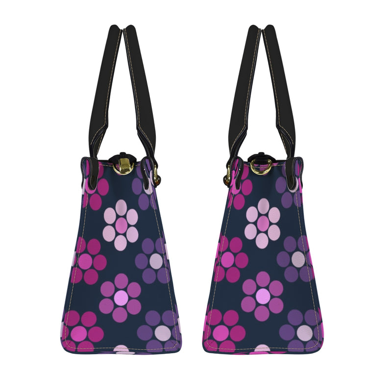 lg lav purple print PU Leather Handbag-Small (Model 1747)