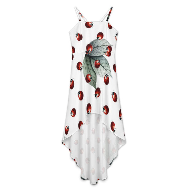 Women&#039;s High-Low Spaghetti Strap Dress Tailcoat skirt