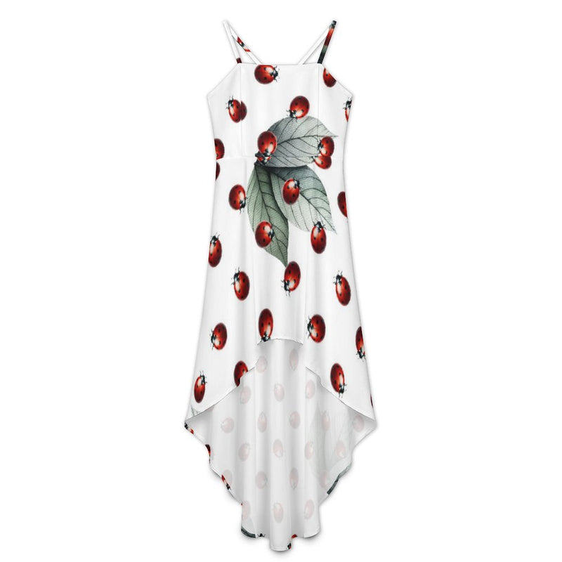 Women&#039;s High-Low Spaghetti Strap Dress Tailcoat skirt