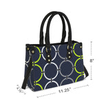 rings links print 10A PU Leather Handbag-Small (Model 1747)