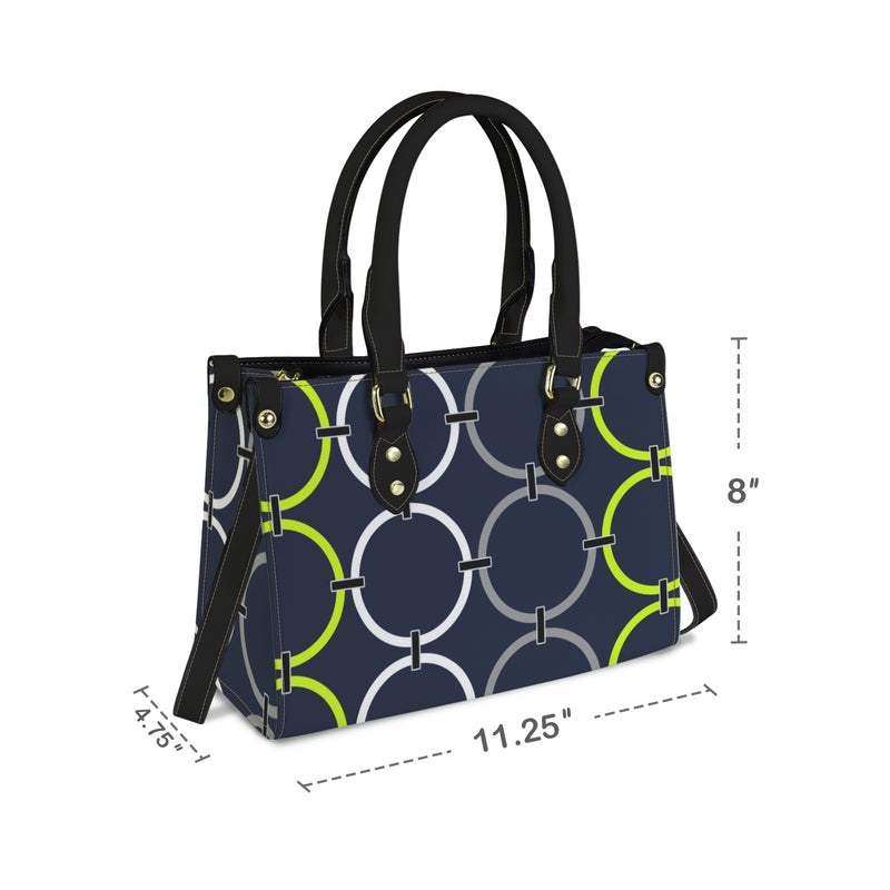 rings links print 10A PU Leather Handbag-Small (Model 1747)