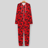 Pajamas One-Piece Zip-Up Hooded Loungewear