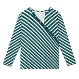 Women&#039;s Asymmetrical Neck Button-Up Shirt Long sleeved T-shirt