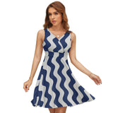Wavy V-Neck Sleeveless Dress