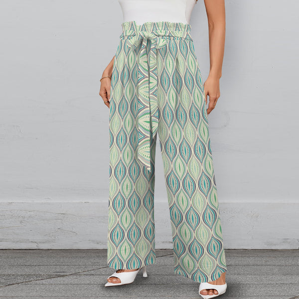 Ogee Style Strappy Elastic Waist Wide Leg Pants with Pockets