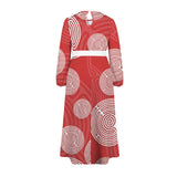 Shephard's Race Round Neck Long Sleeve Belted Maxi Dress