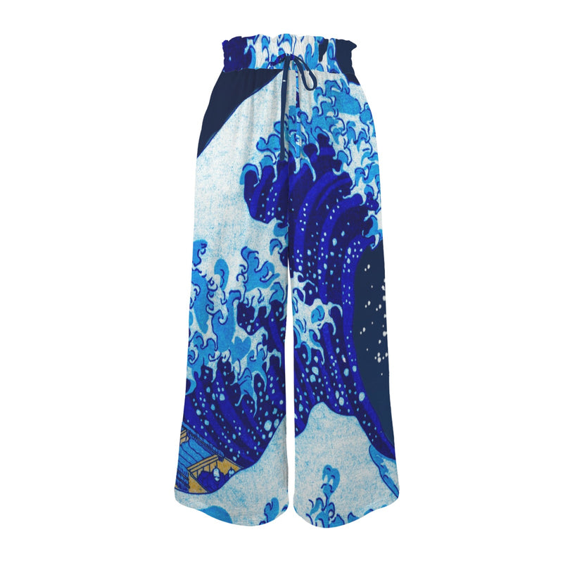 5blue wave7 Elastic Waist Tether Pockets Wide Leg Pants