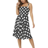 Sleeveless Square Neck Flare Hem Midi Dress