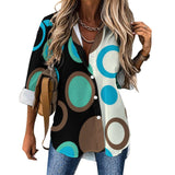 Long Sleeve Blouse (B648) Cropped hem shirt