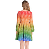 Lantern Sleeve Deep V-Neck Short Dress