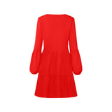 bright red V-Neck Loose Fit Dress (Model D62)