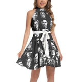 DEI Ruffle Hem Belted Halter Dress