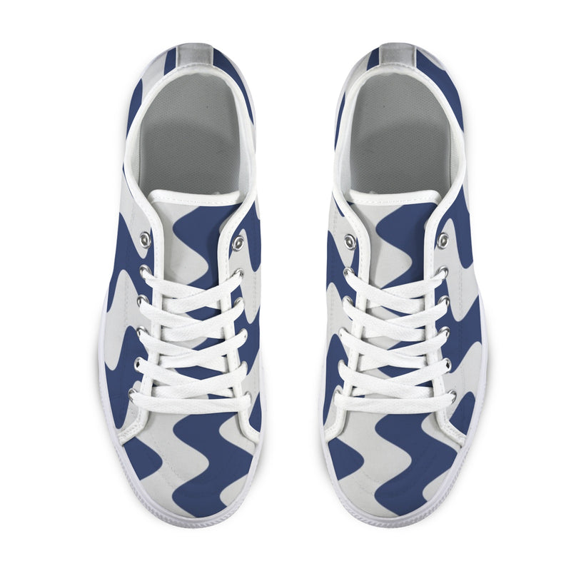 waves blue white print 2A Seattle Low Top Women's Shoes (Model 1013-6)