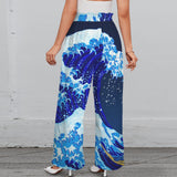 5blue wave7 Strappy Elastic Waist Wide Leg Pants with Pockets